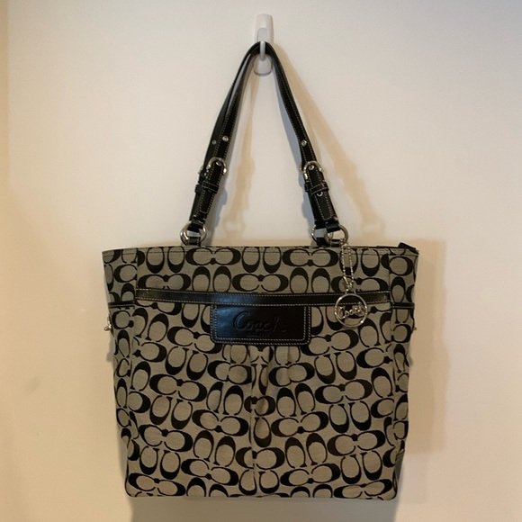 Coach Handbags - Coach black leather and canvas tote in EUC. Flawless.